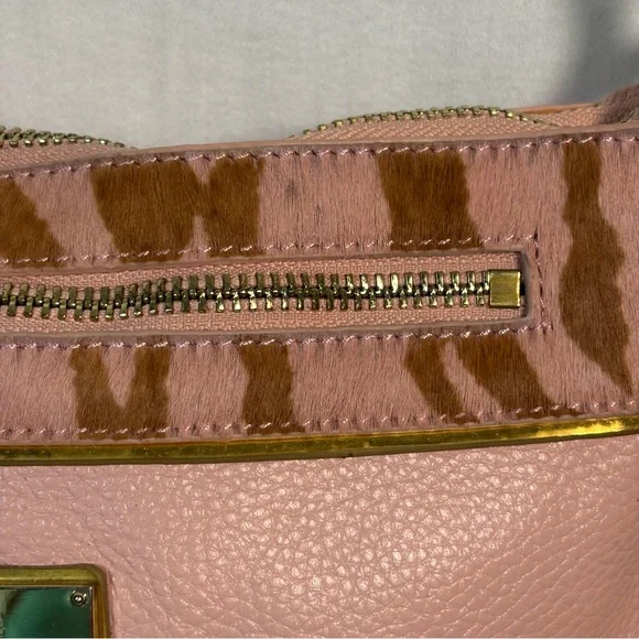 Vintage Original by Sharif Pink Leather‎ / Fur Crossbody Bag Purse with Tassel - Picture 4 of 11